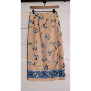 VTG Yellow Floral Wrap Skirt Y2K 90s Midi Maxi Cottagecore Boho Modest 8P Career